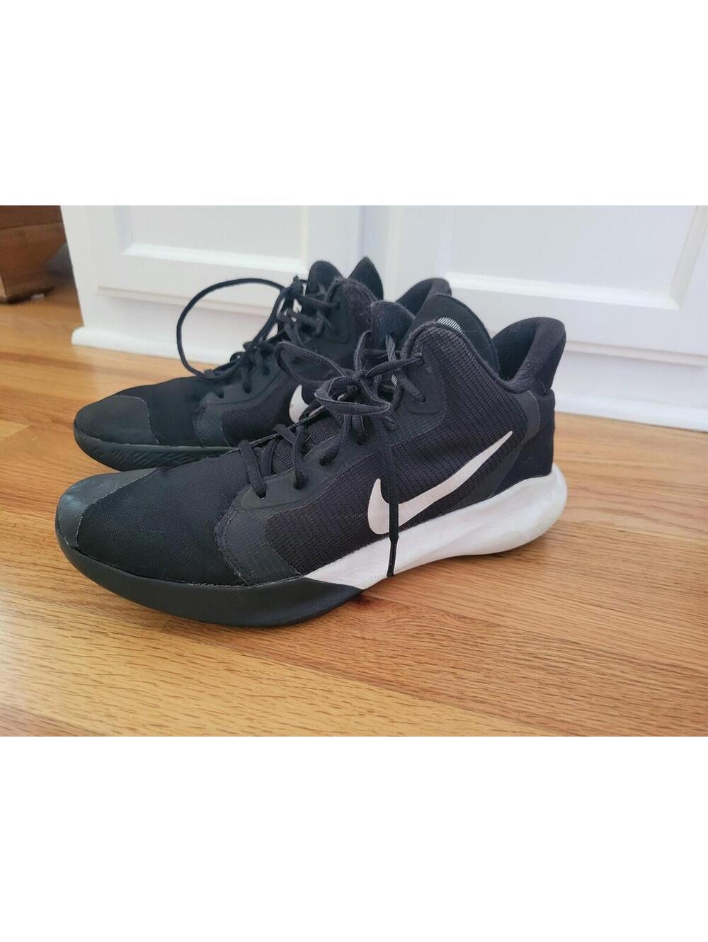 Nike Basketball Shoes Mens Sz 10.5 Black White Mid Top Mesh Sneakers AQ7495-002